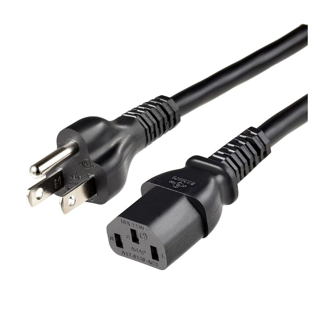 Amazon Basics 10 Ft Power Cord 3 Prong 18 AWG 125V PC Monitor TV Printer Black